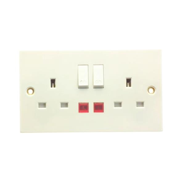 Powermaster 2 Gang Double Switched Socket with Neon | 1372-24