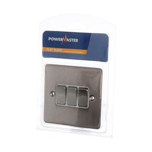 Powermaster Brushed Satin 3 Gang 2 Way 10 Amp Light Switch | 1738-18