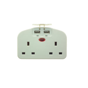 Powermaster Twin Continental Adaptor with 2 USB Ports | 1738-34