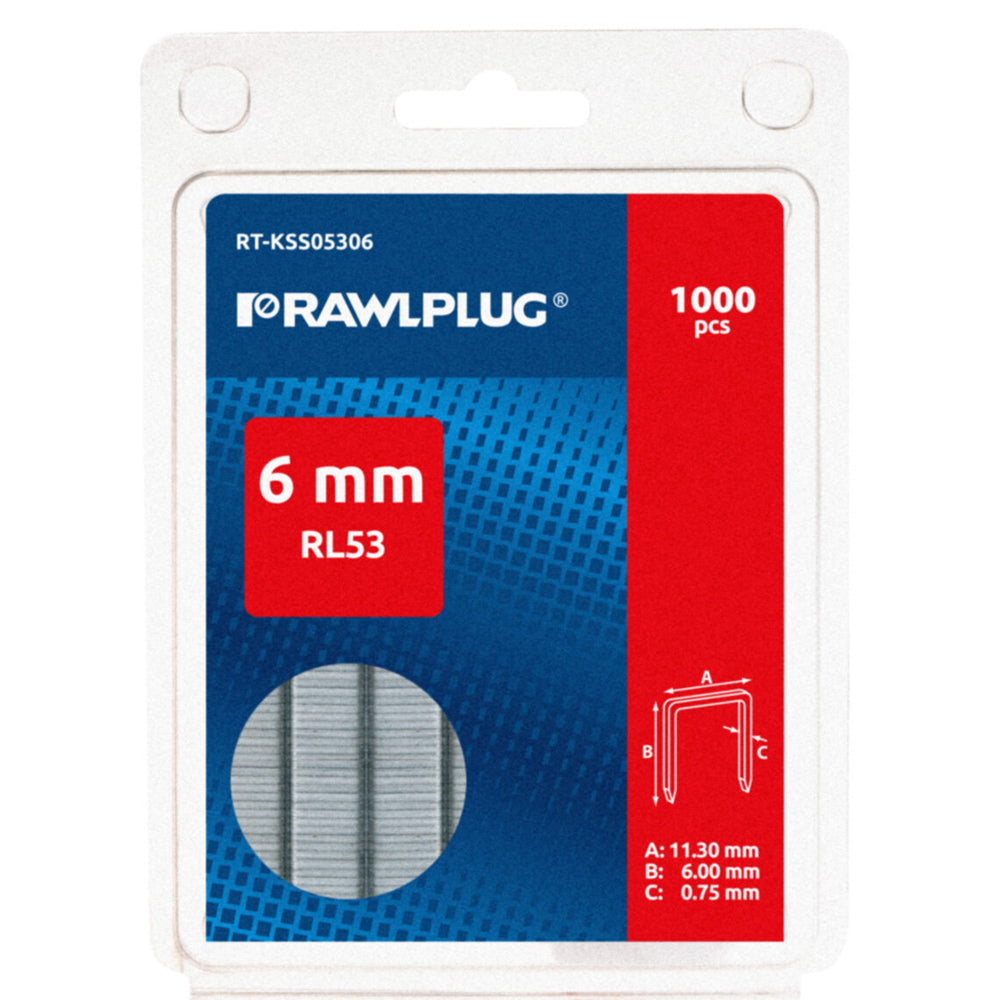 Rawlplug RL53 6mm Staples 1000 Pack | 0005-18