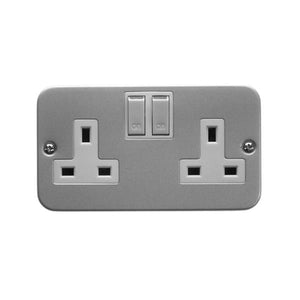 Powermaster 2 Gang 13 Amp Switched Metal Socket and Box | 1798-04