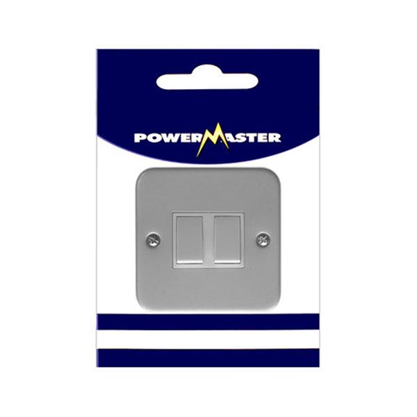 Powermaster 2 Gang 2 Way Single Metal Switch and Box |