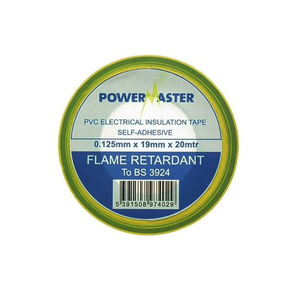 Powermaster 19mm Insulating Tape 20 Metre - Earth Yellow & Green | 1799-26