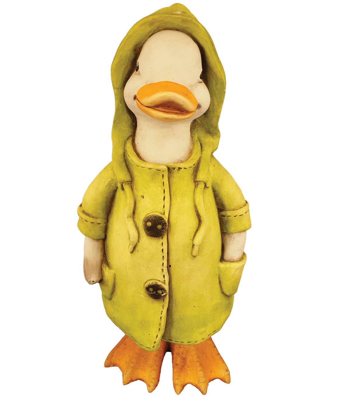 WGP Duck in Green Raincoat Garden Ornament | G0194