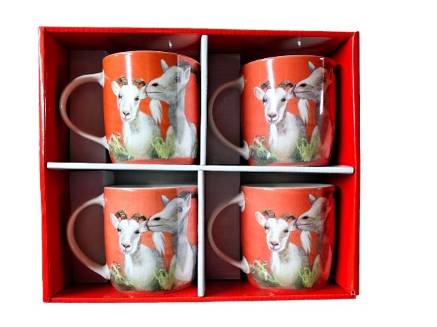 Shannonbridge Pottery Goat 4 Piece Mug Set