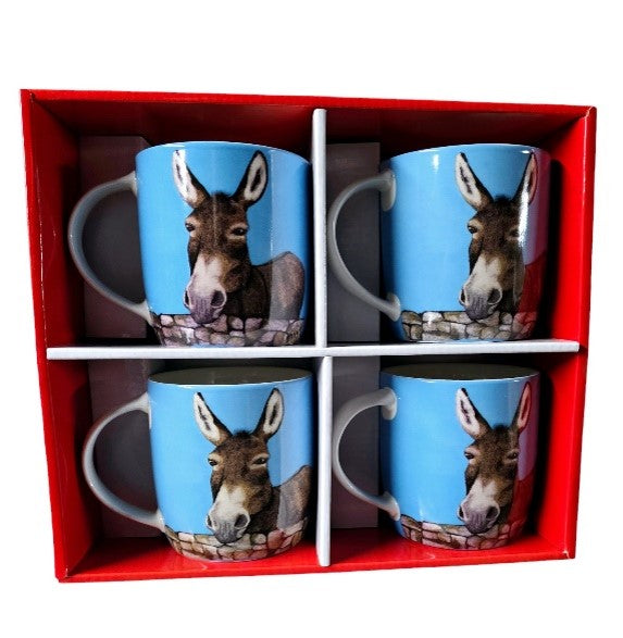 Shannonbridge Pottery Donkey 4 Piece Mug Set