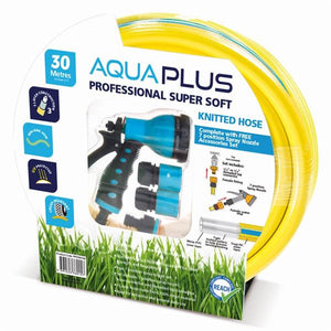 Aquaplus Professional Yellow Knitted Supersoft Fitted Garden Hose 30 metre with fittings | PPS760164
