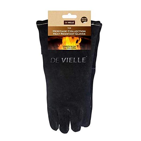 De Vielle Leather Heat Resistant Fire / Stove Gloves | DEV766494