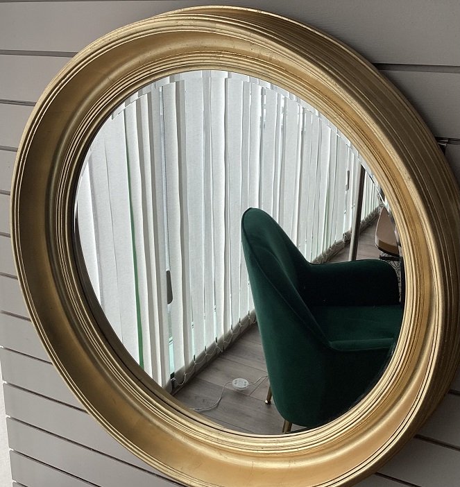 Macquillan Wooden Distressed Round Mirror 90cm - Gold | MQM3205