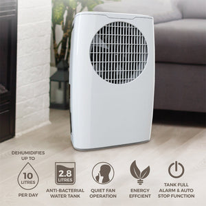 De Vielle Premium Portable Dehumidifier 10 Litre | DEFDH10L