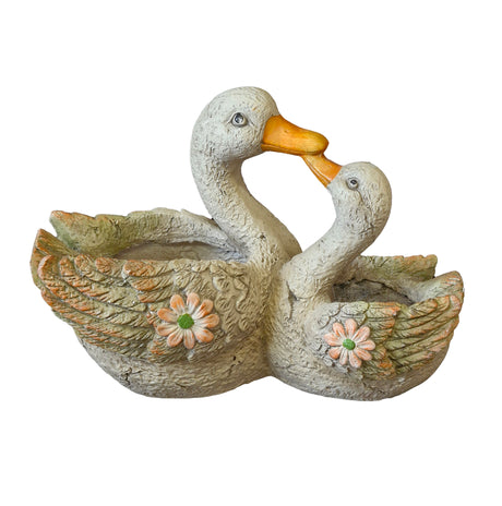 WGP Two Duck Garden Planter with Floral Fecoration | G0419