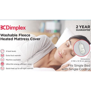 Dimplex Single - Washable Fleece Heated Mattress Cover Electric Blanket | DMC3001