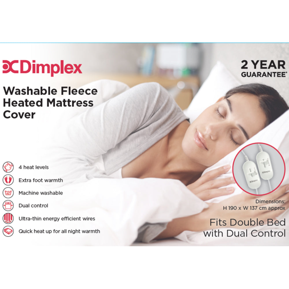 Dimplex Double - Washable Fleece Heated Mattress Cover Electric Blanket | DMC3002