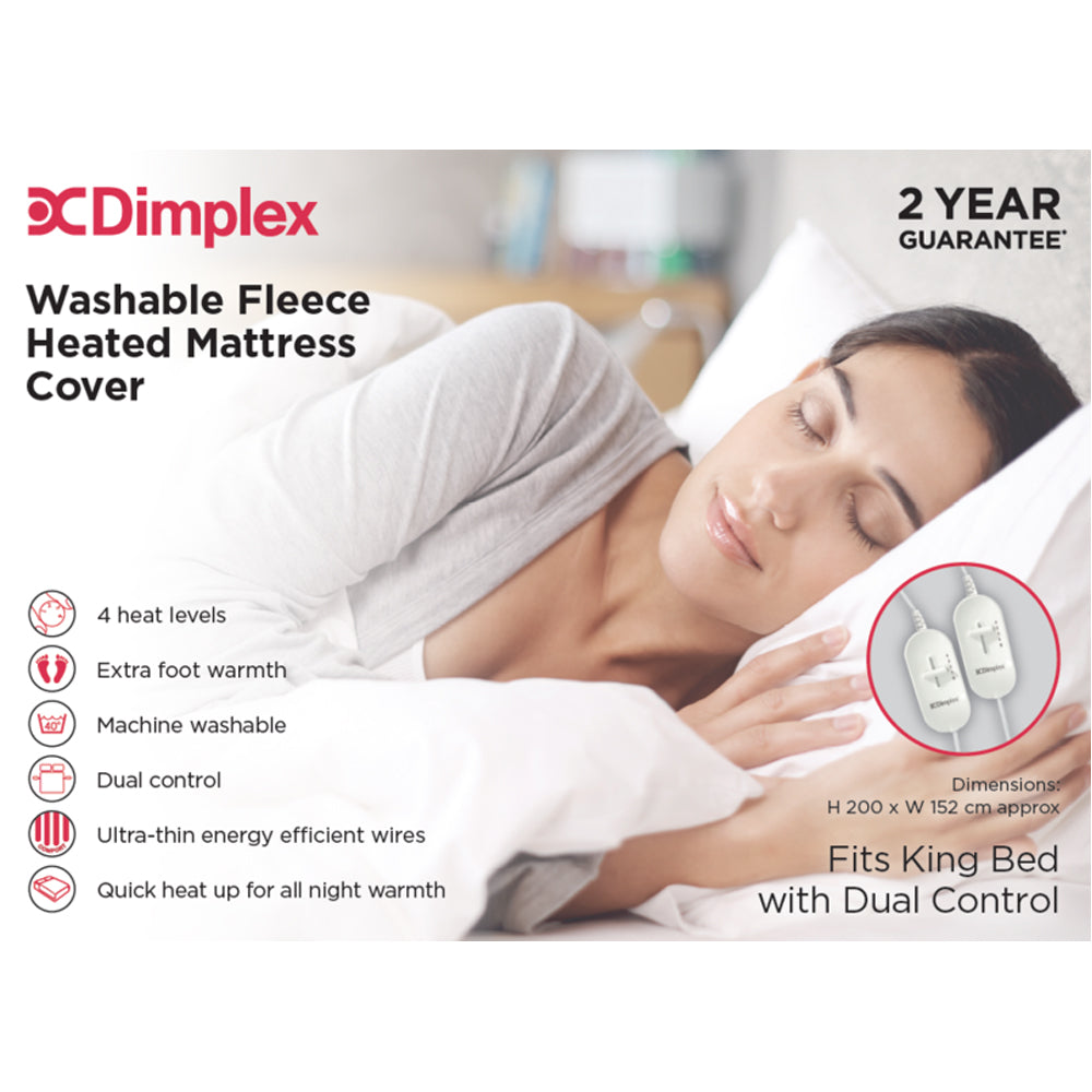 Dimplex King Size - Washable Fleece Heated Mattress Cover Electric Blanket | DMC3003