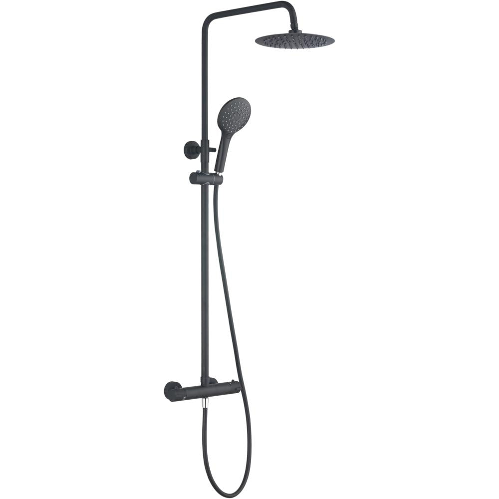 Orca Thermostatic Bar Mixer Shower & Round Rainhead - Black | 151575