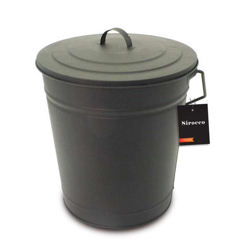 Sirocco Metal Coal Bucket Tub with Lid - Black
