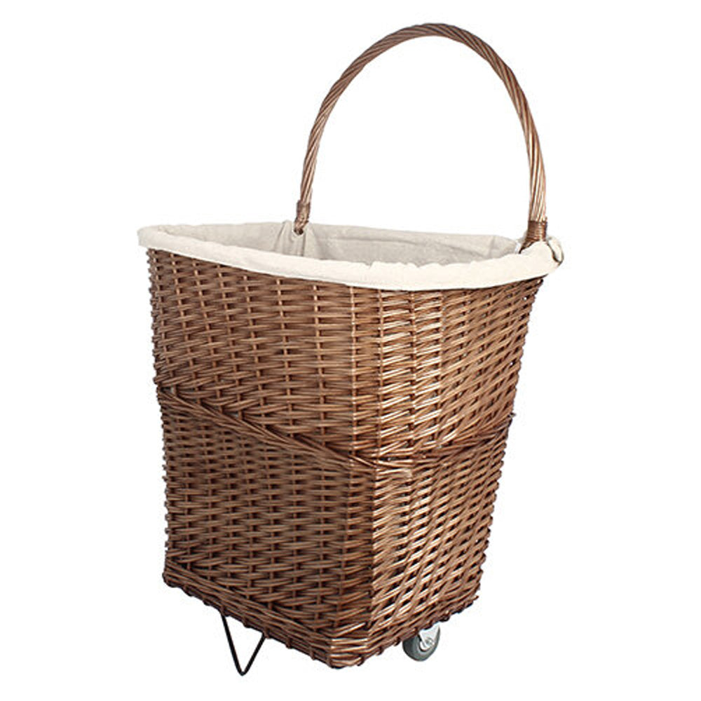 Sirocco Large Wicker Log Wheelie Cart ( Turf Basket ) with Canvas Liner