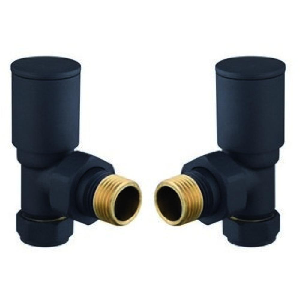 Tailored Modern Angle Towel Rail Rad Radiator Valves - Black | 151791