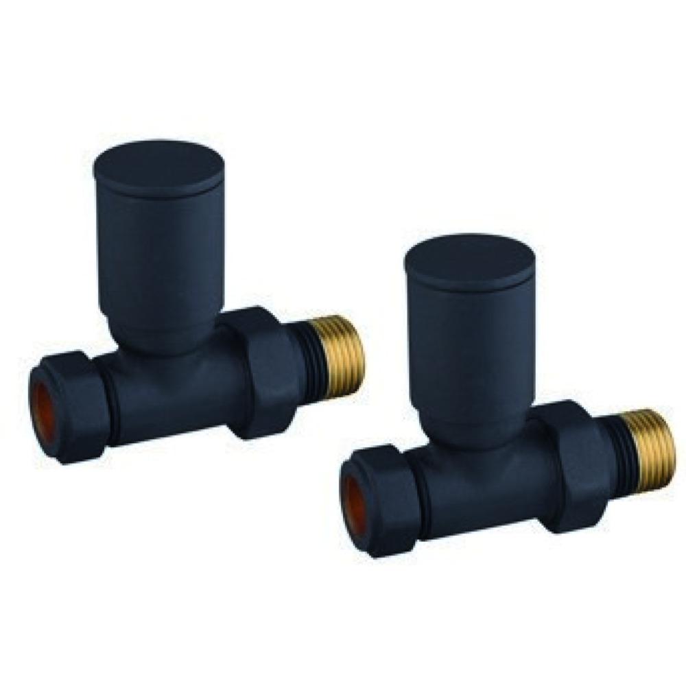 Tailored Modern StraightTowel Rail Rad Radiator Valves - Black | 151792