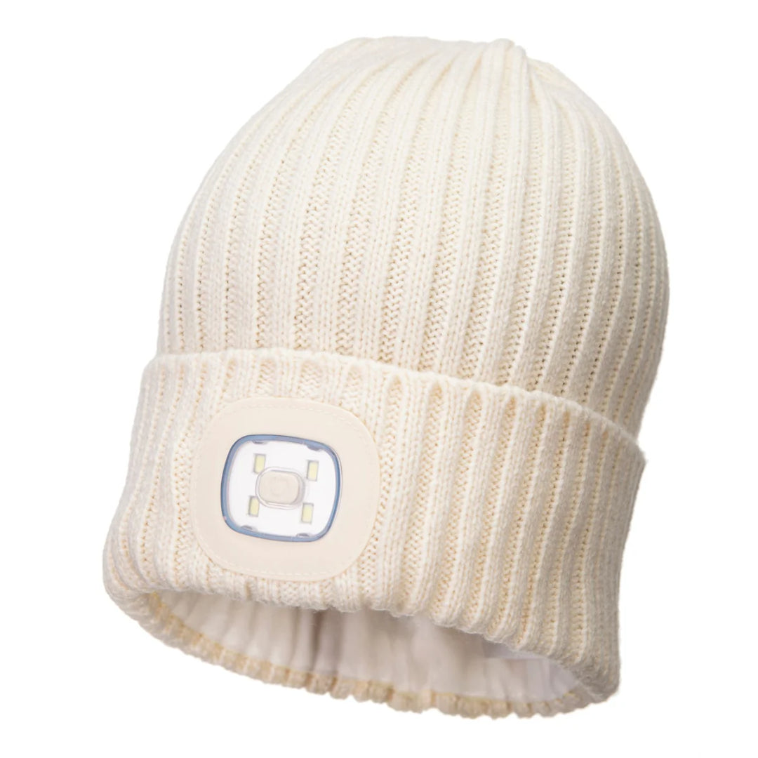 Portwest Dromoland Rechargeable LED Beanie Hat - Cream | WP42CMR