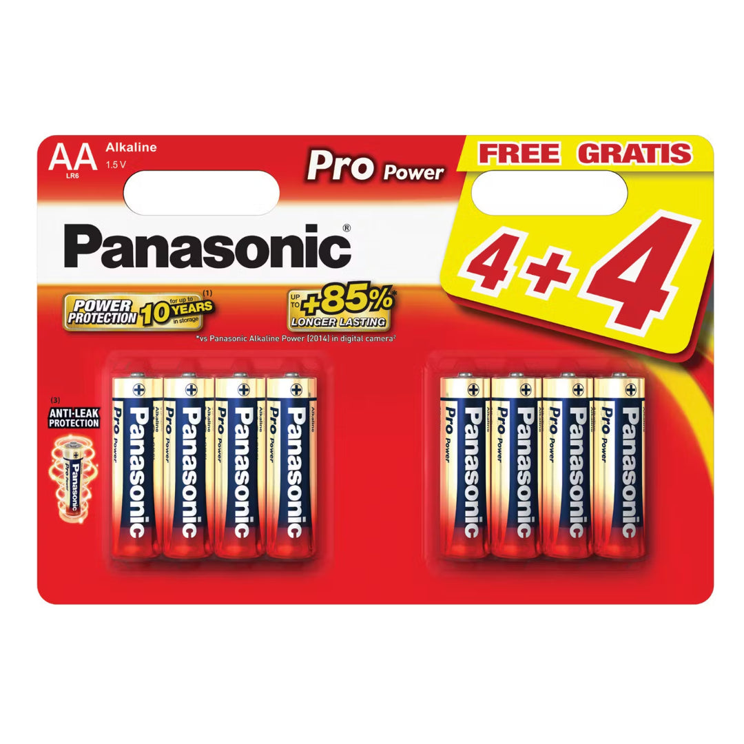 Panasonic AA Batteries 8 Pack ( 4 +4 ) | LR6X/8WB