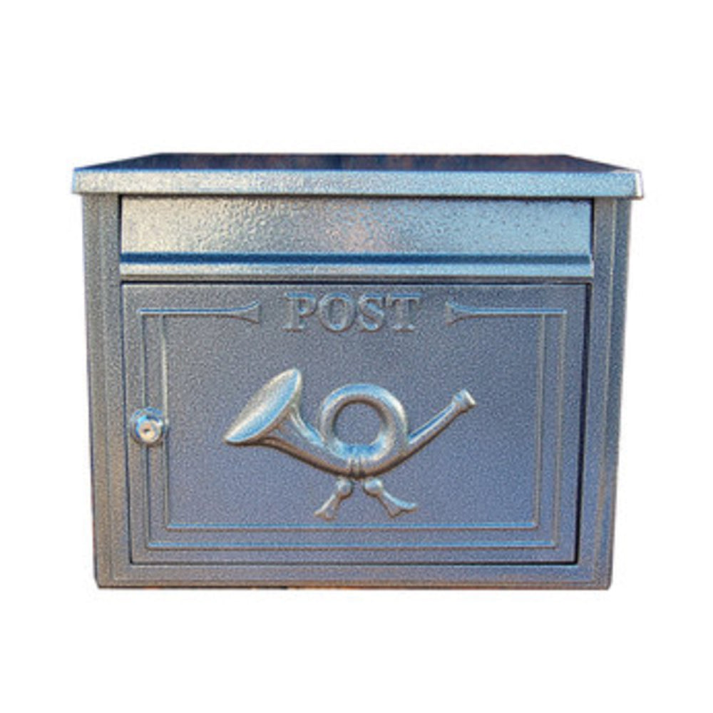 The Liffey Built-In Cast Aluminium Letterbox Postbox - Antique Silver