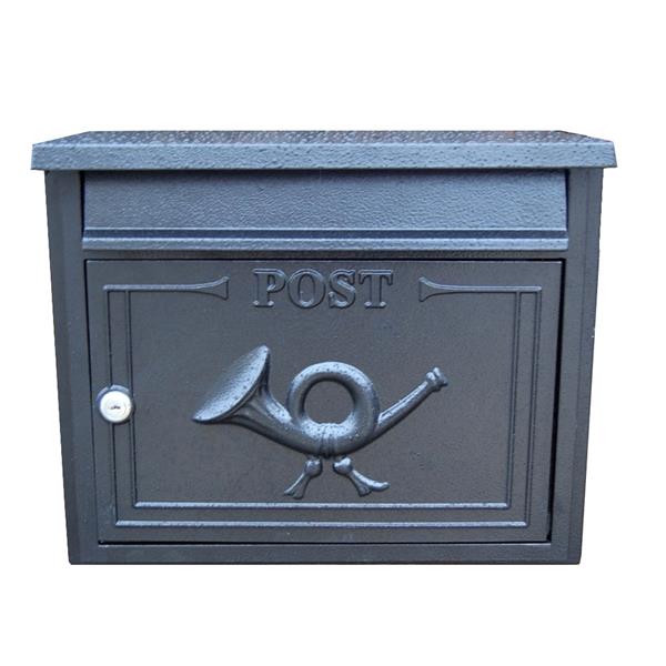 The Liffey Built-In Cast Aluminium Letterbox Postbox - Graphite Black