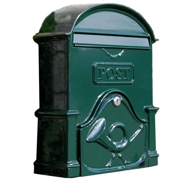The Moy A4 Deep Cast Aluminium Letterbox Postbox - Fir Green