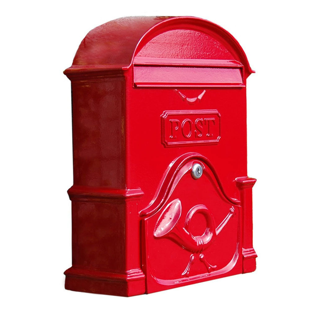 The Moy A4 Deep Cast Aluminium Letterbox Postbox - Ruby Red