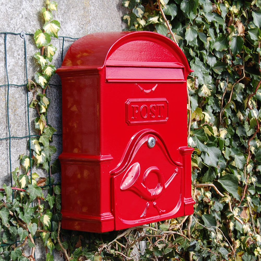 The Moy A4 Deep Cast Aluminium Letterbox Postbox - Ruby Red