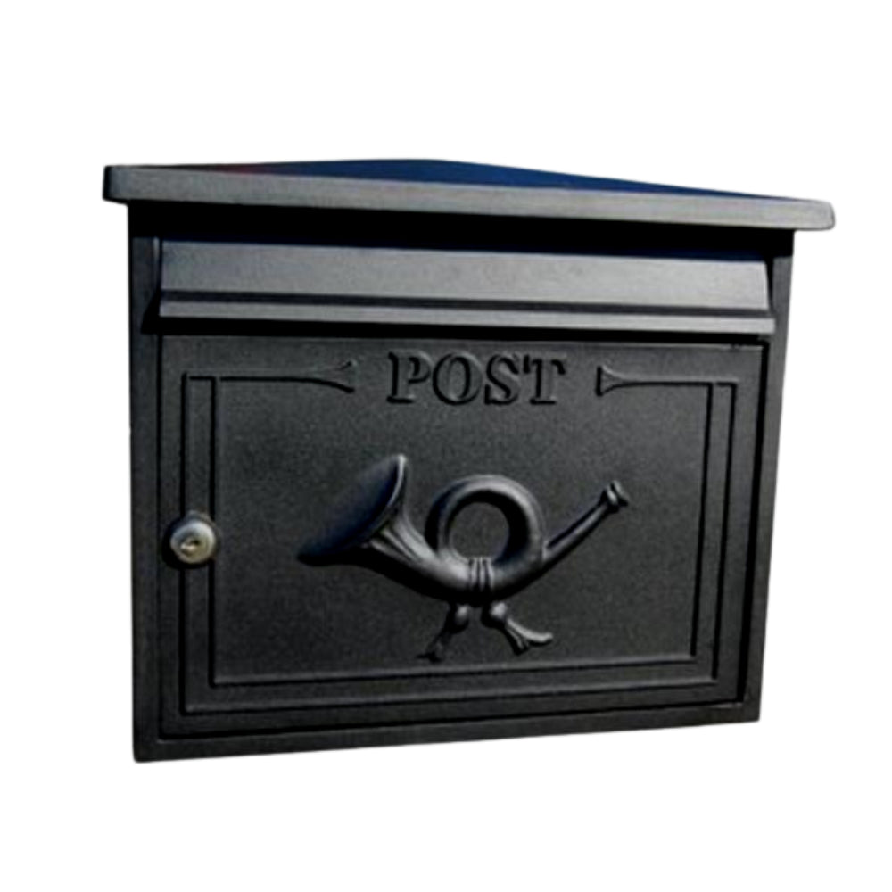 The Shannon Cast Aluminium Letterbox Postbox - Antique Black