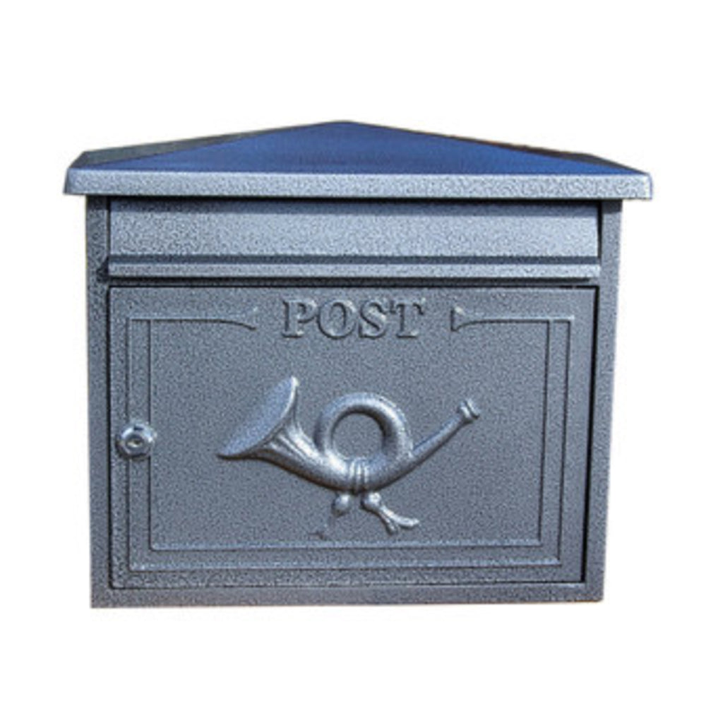 The Shannon Cast Aluminium Letterbox Postbox - Antique Silver