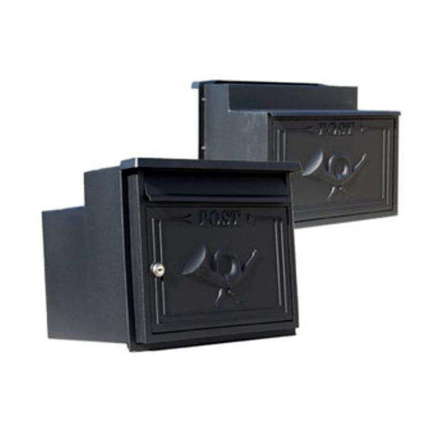 The Danube Through The Wall Cast Aluminium Letterbox Postbox - Graphite Black