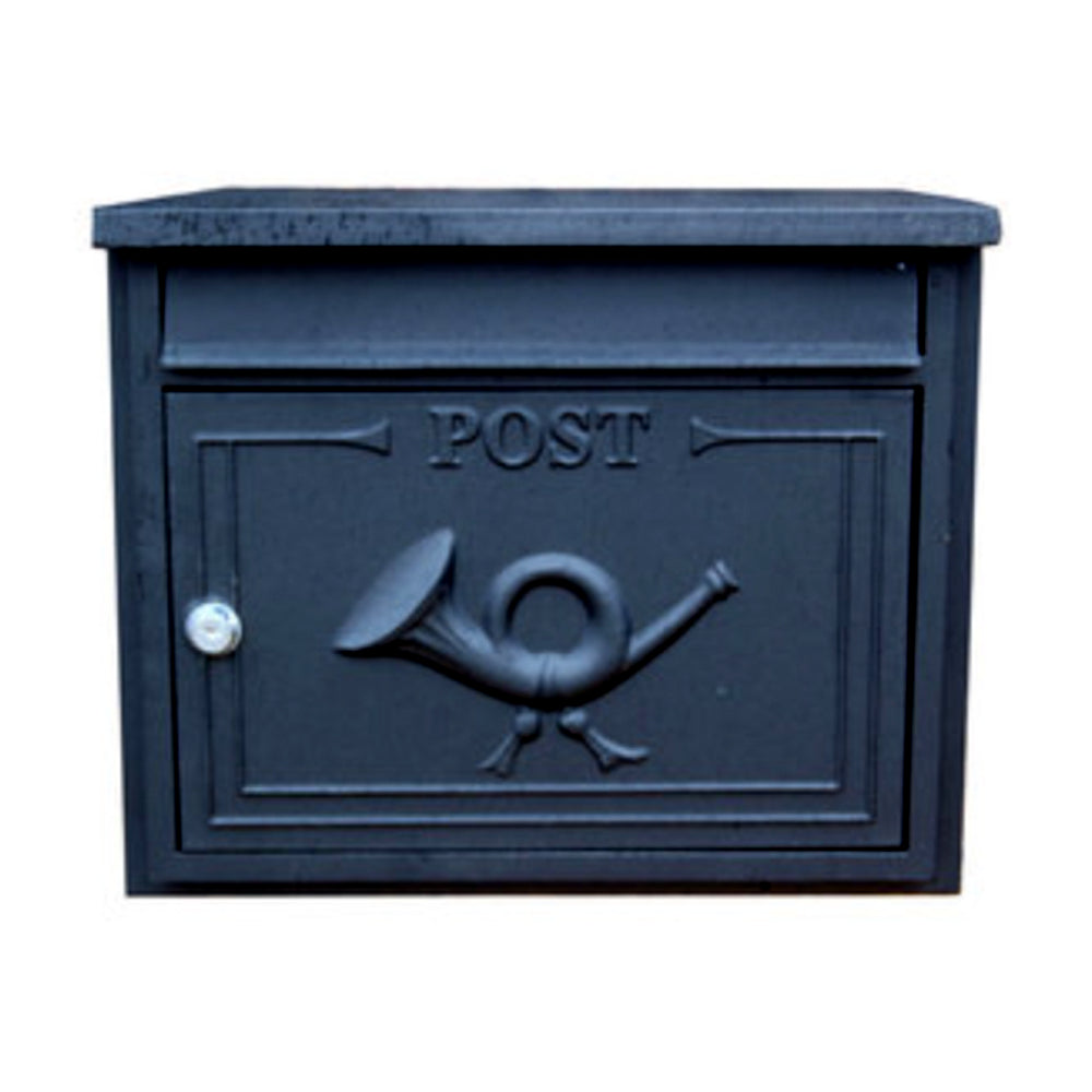 The Liffey Built-In Cast Aluminium Letterbox Postbox - Gloss Black