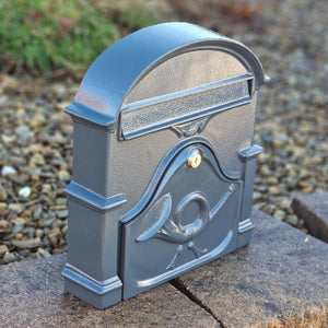 The Al Small Cast Aluminium Letterbox Postbox - Anthracite Antique Grey