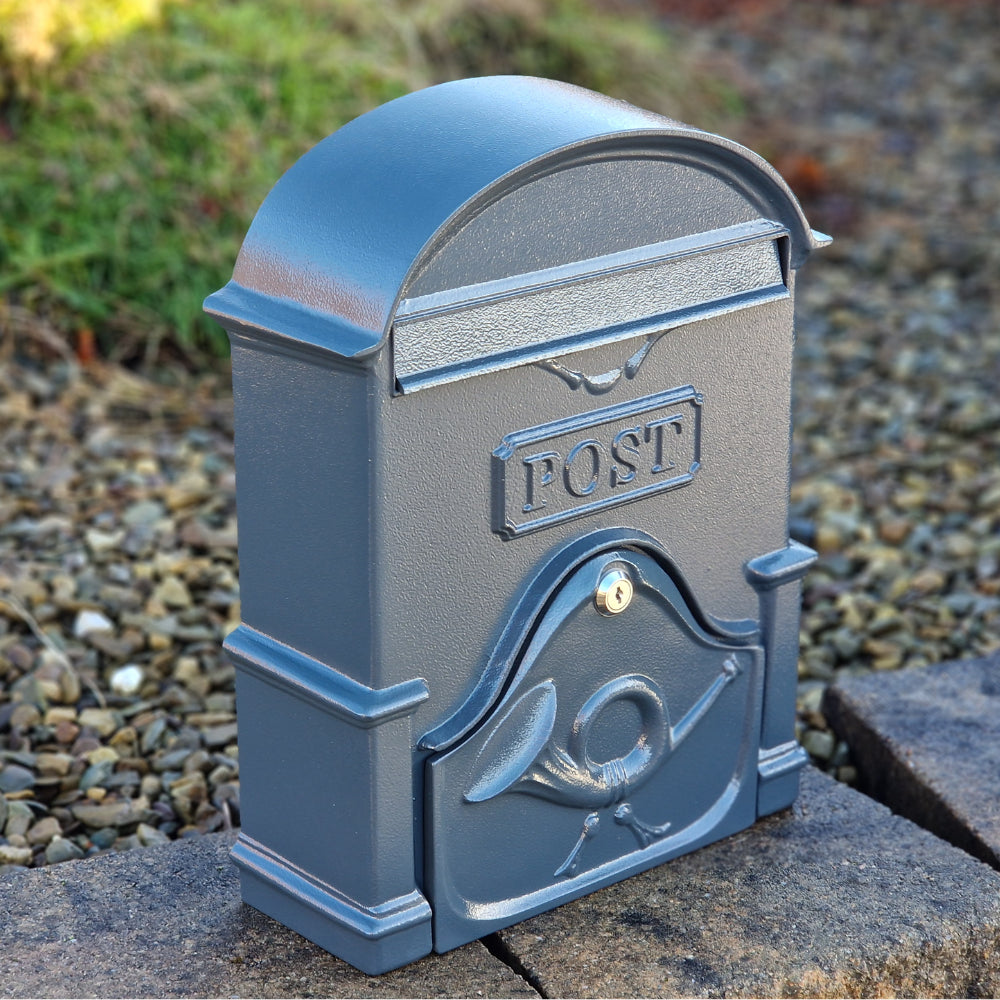 The Moy A4 Deep Cast Aluminium Letterbox Postbox - Anthracite Antique Grey