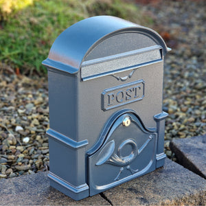 The Moy A4 Deep Cast Aluminium Letterbox Postbox - Anthracite Antique Grey