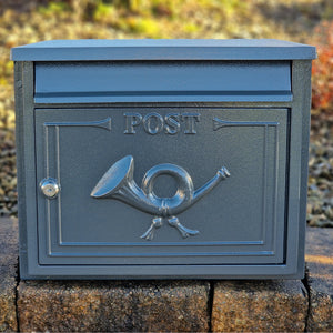 The Liffey Built-In Cast Aluminium Letterbox Postbox - Anthracite Antique Grey