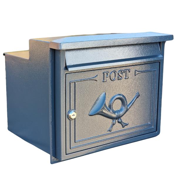 The Danube Through The Wall Cast Aluminium Letterbox Postbox - Anthracite Antique Grey