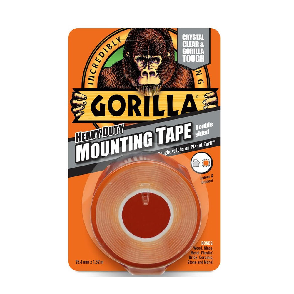 Gorilla Heavy-Duty Mounting Double Sided Tape Crystal Clear 25.4mm x 1.52 metre