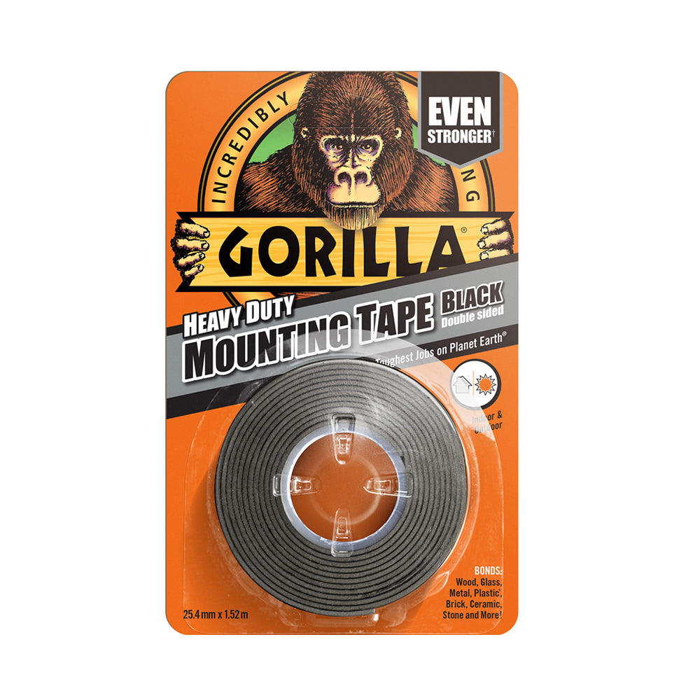 Gorilla Heavy-Duty Double Sided Mounting Tape Black 25.4mm x 1.52m