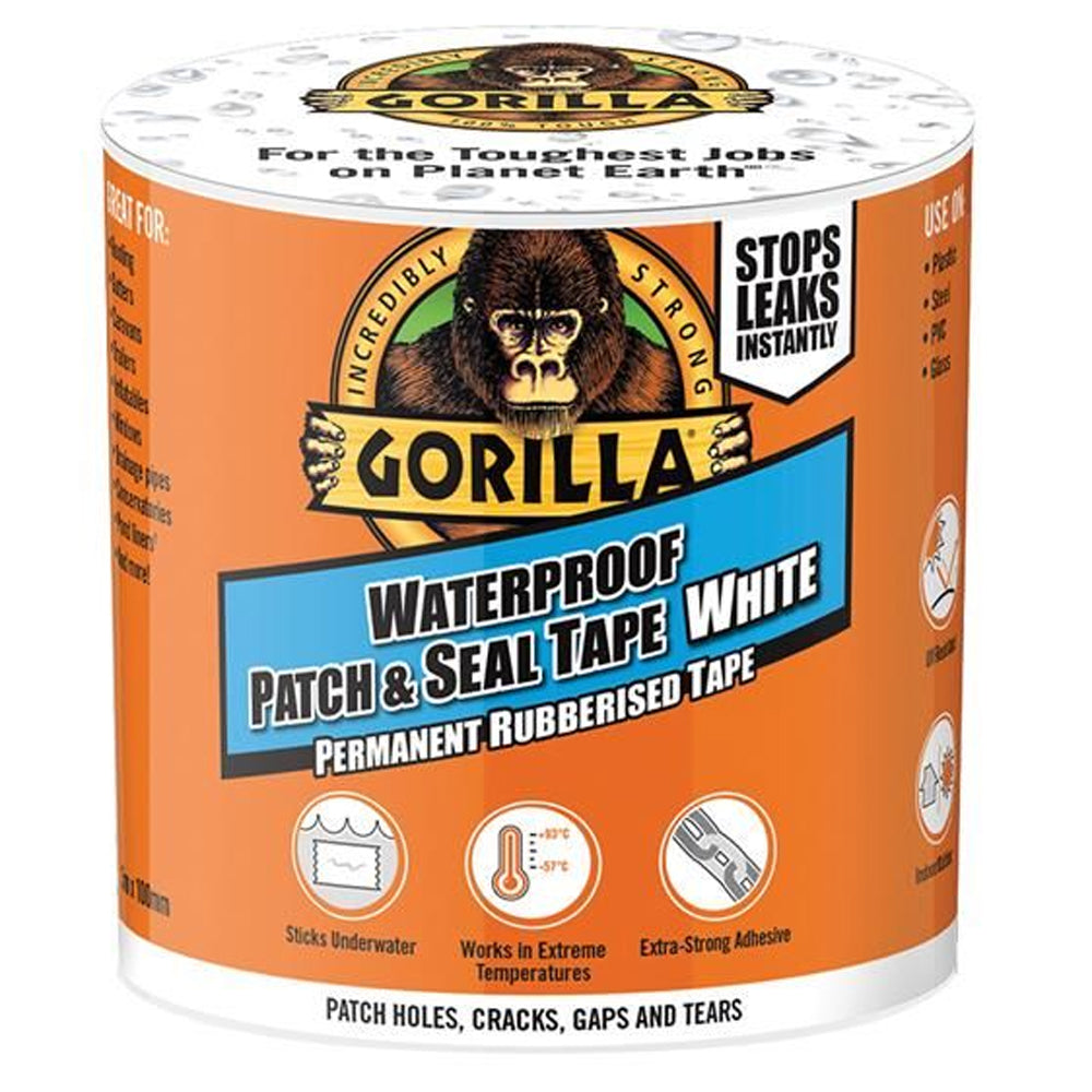 Gorilla Waterproof Patch & Seal Tape 100mm x 3 Metre - White | GRGPSTW3