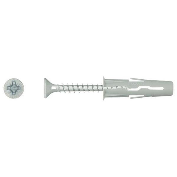 Rawlplug Universal Grey Plugs 5mm and Screws 5 x 45mm 15 Pack | R-S1-UNO-10+/15