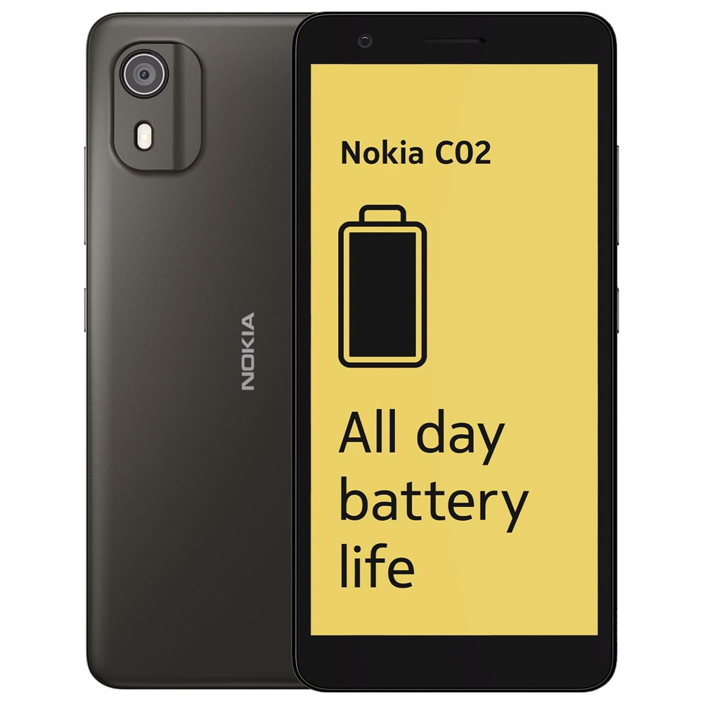 Nokia C02 32GB Sim Free Mobile Phone - Charcoal | SP01Z01Z3009Y