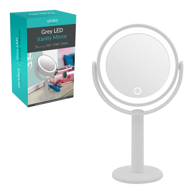 Anika LED Vanity Mirror Double Sided Battery Operated - Grey | 67039