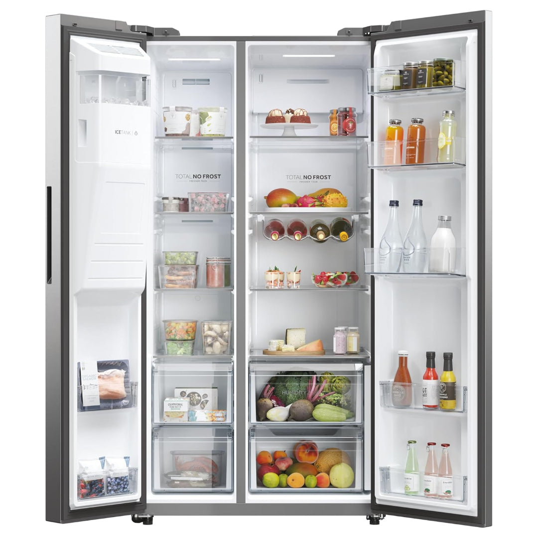 Haier American Style Smart Fridge Freezer - Platinum Inox | HSW59F18DIMM(UK)