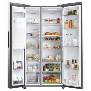 Haier American Style Smart Fridge Freezer - Platinum Inox | HSW59F18DIMM(UK)