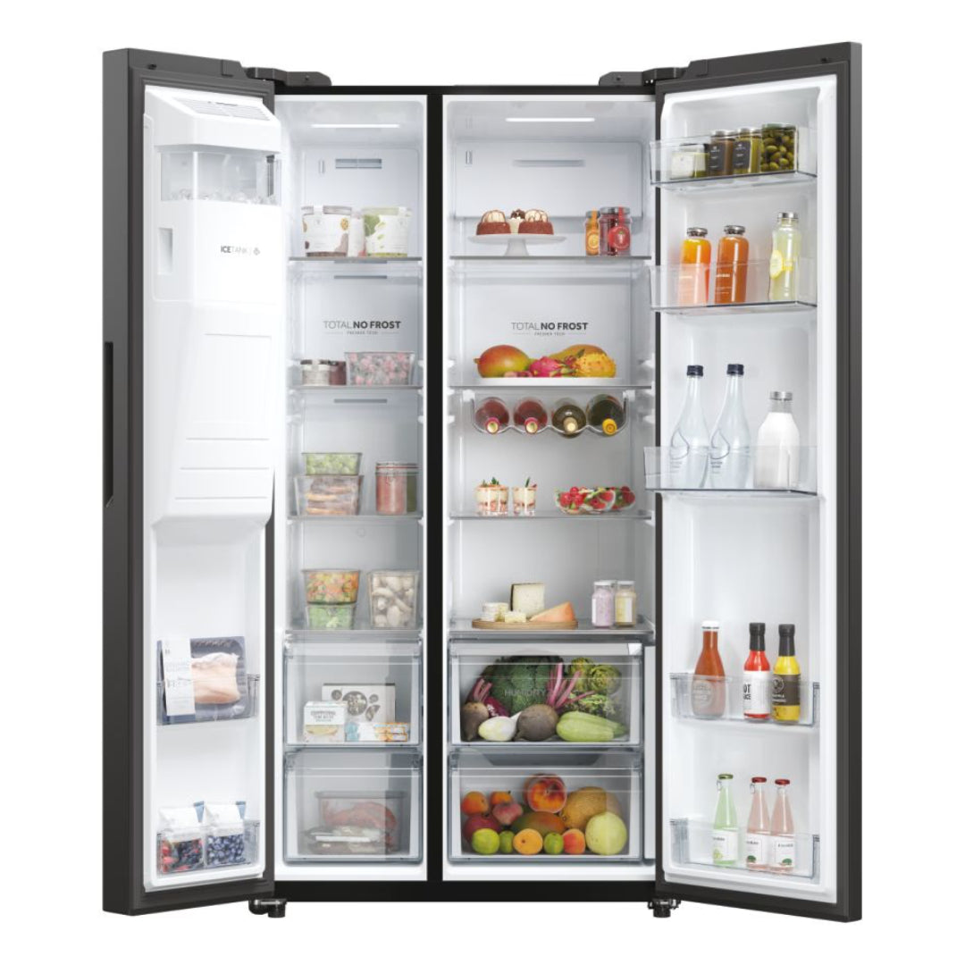 Haier SBS 90 Series 5 601L Frost Free Freestanding American Fridge Freezer - Slate Black | HSW59F18EIPT