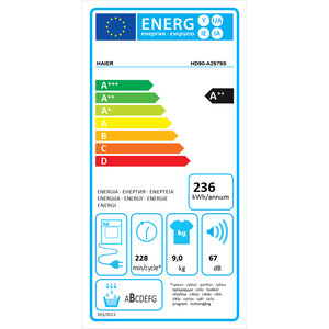 Haier I-Pro Series 7 9KG Freestanding Heat Pump Tumble Dryer - Antracite | HD90-A2979R-UK