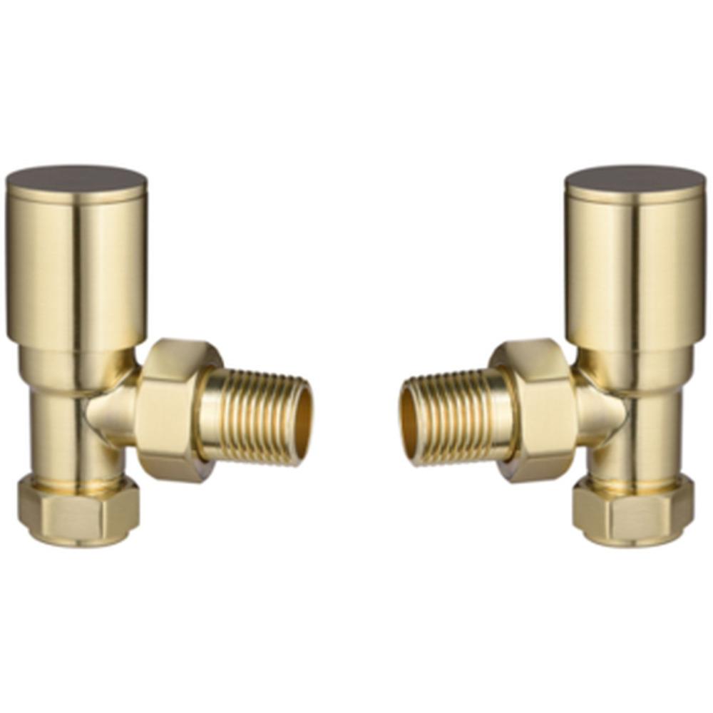 Tailored Round Angle Rad Radiator Valves - Brushed Brass | 151788